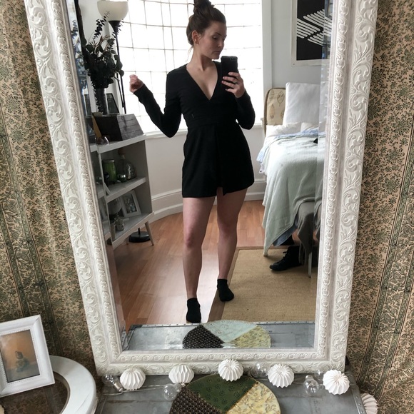Forever 21 Other - Long Sleeve Deep V Romper Skort